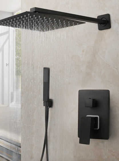 SaniSupreme® Doucheset Santiago 20 cm regendouche vierkant 2 - weg zwart inbouw