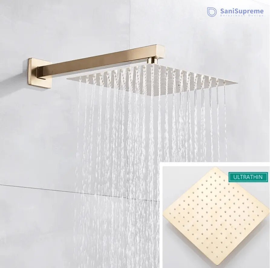SaniSupreme® Doucheset Vienna 10 inch regendouche vierkant 2 - weg goud brushed
