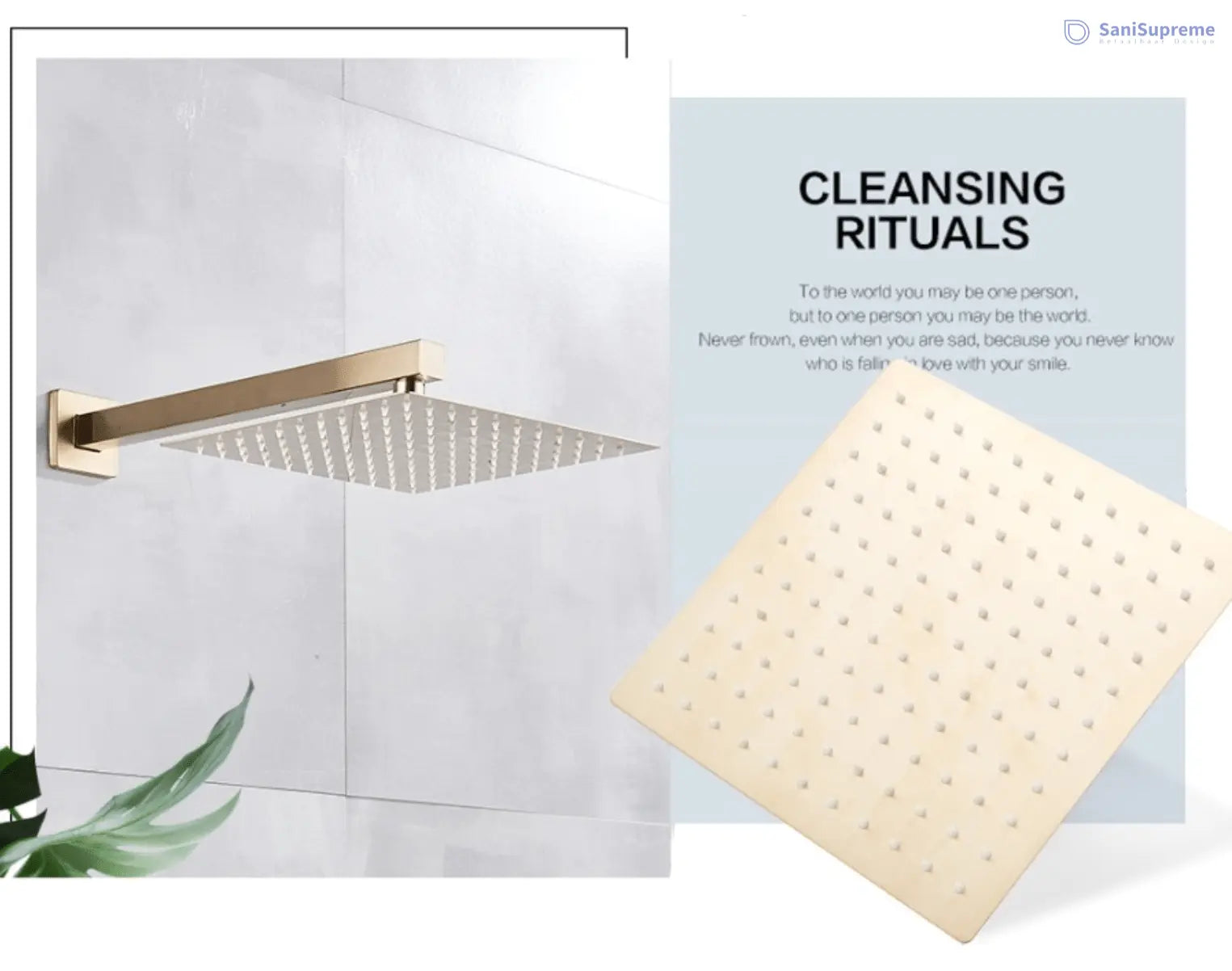 SaniSupreme® Doucheset Vienna 10 inch regendouche vierkant 2 - weg goud brushed