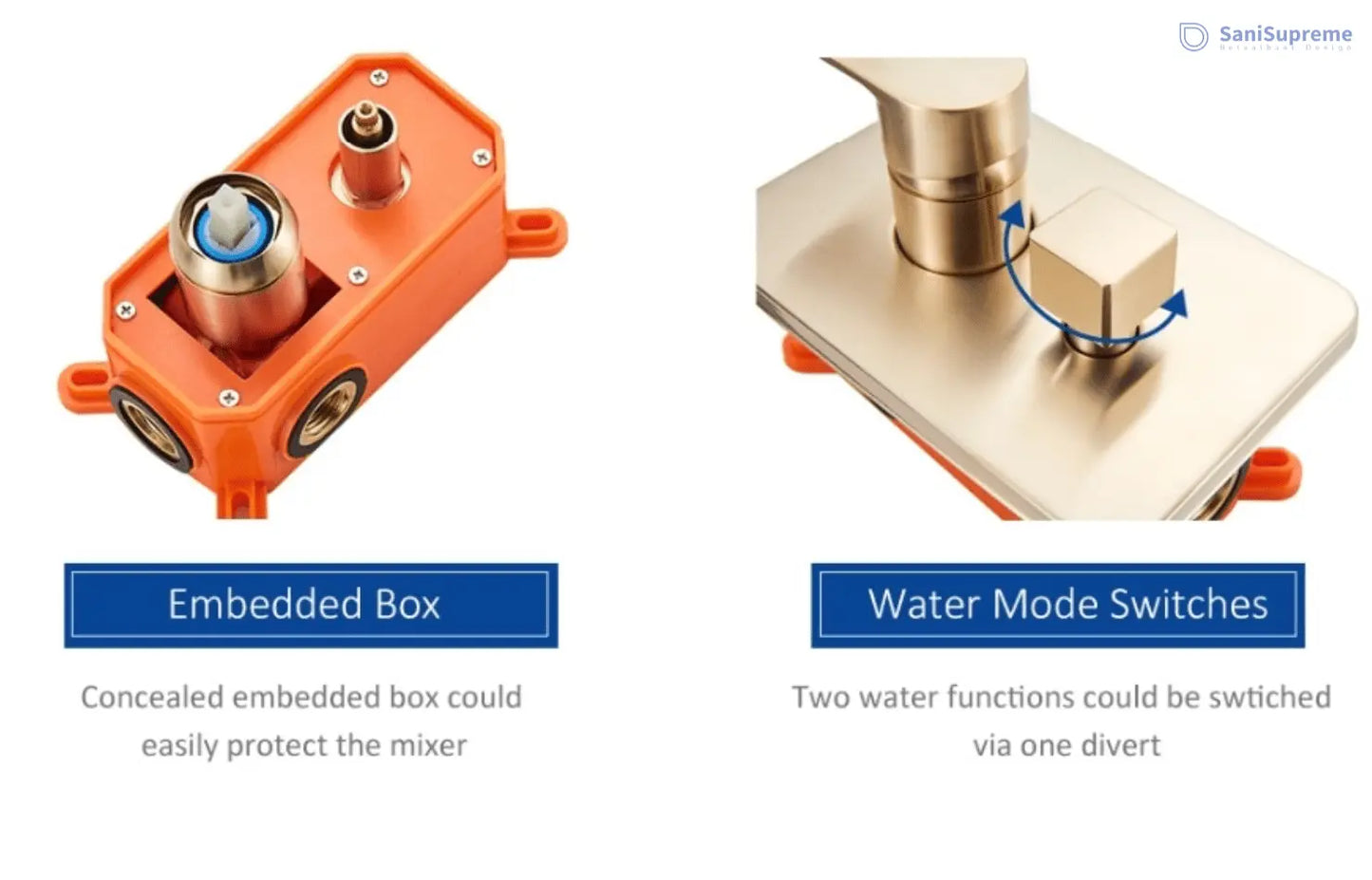 SaniSupreme® Doucheset Vienna 10 inch regendouche vierkant 2 - weg goud brushed