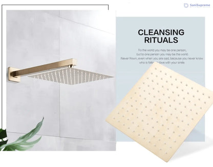 SaniSupreme® Doucheset Vienna 16 inch 40x40 cm regendouche vierkant 2 - weg goud brushed