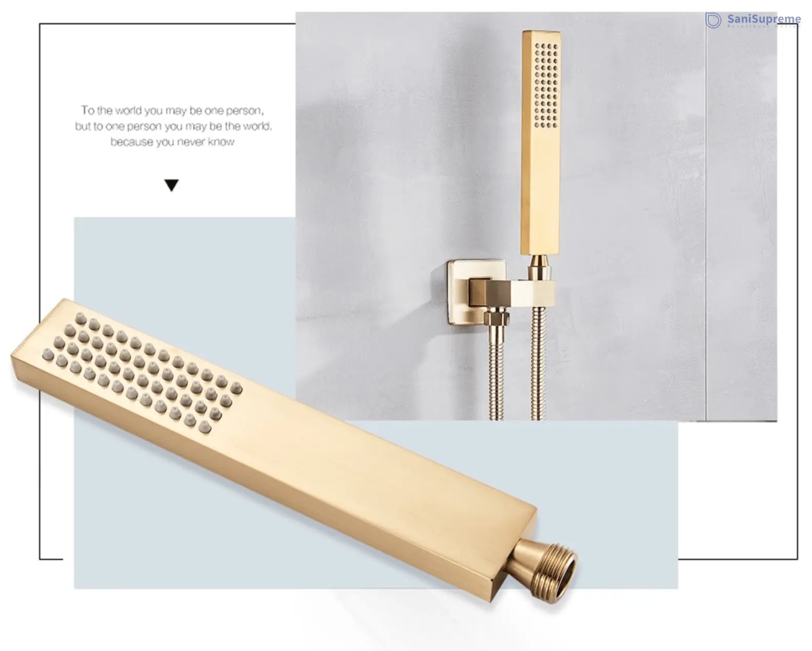 SaniSupreme® Doucheset Vienna 16 inch 40x40 cm regendouche vierkant 2 - weg goud brushed