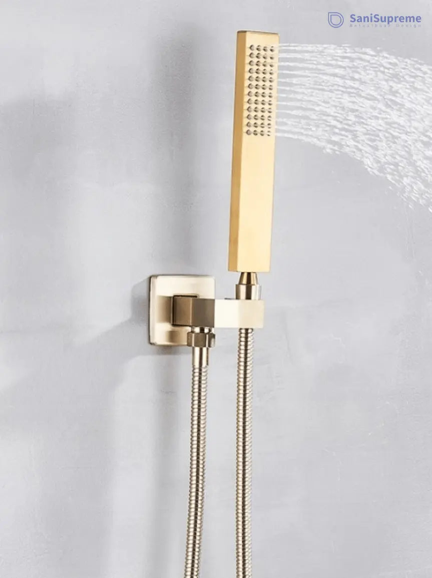 SaniSupreme® Doucheset Vienna 8 inch regendouche vierkant 2 - weg goud brushed