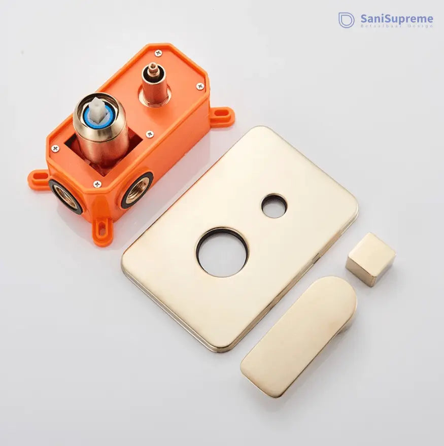 SaniSupreme® Doucheset Vienna 8 inch regendouche vierkant 2 - weg goud brushed