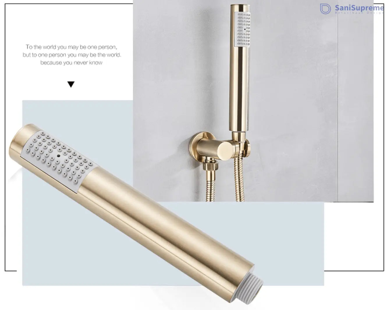 SaniSupreme® Doucheset Yosemite 20 cm. regendouche rond 2 - weg goud brushed