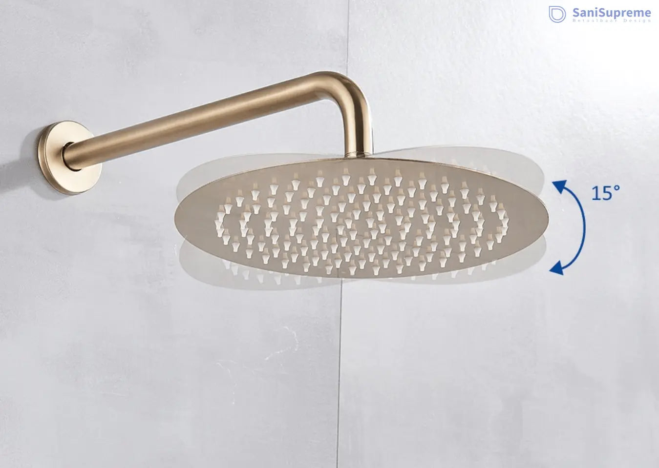 SaniSupreme® Doucheset Yosemite 20 cm. regendouche rond 2 - weg goud brushed