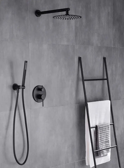 SaniSupreme Doucheset Yosemite 20 cm. regendouche rond 2 - weg zwart inbouw