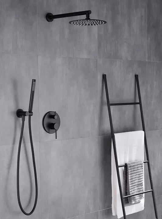 SaniSupreme Doucheset Yosemite 20 cm. regendouche rond 2 - weg zwart inbouw