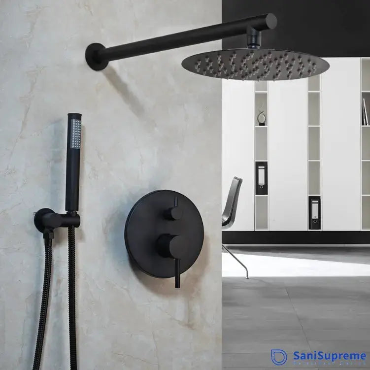 SaniSupreme Doucheset Yosemite 20 cm. regendouche rond 2 - weg zwart inbouw