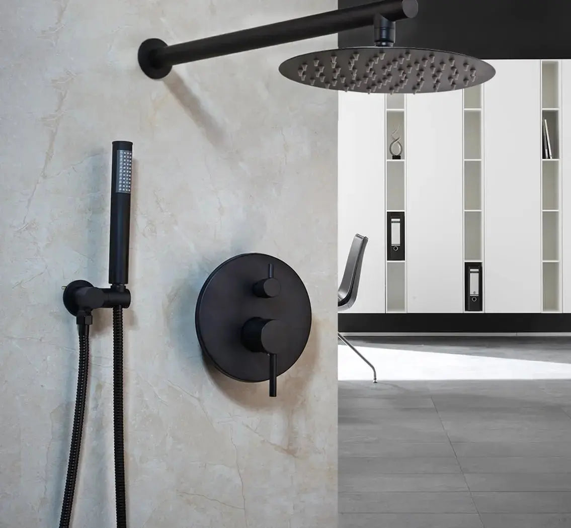 SaniSupreme Doucheset Yosemite 20 cm. regendouche rond 2 - weg zwart inbouw