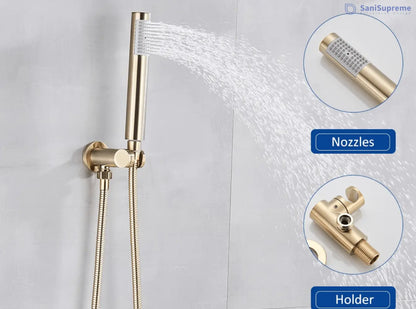 SaniSupreme® Doucheset Yosemite 25 cm. regendouche rond 2 - weg goud brushed