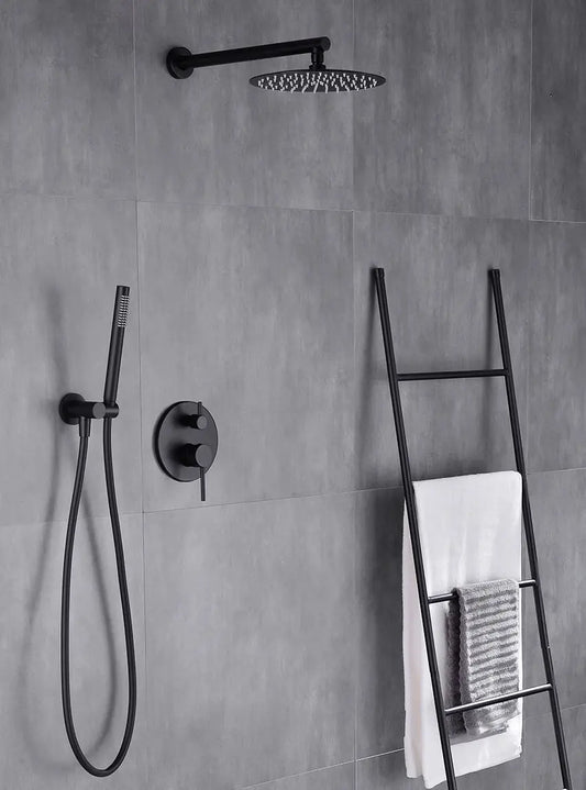 SaniSupreme Doucheset Yosemite 30 cm. regendouche rond 2 - weg zwart inbouw