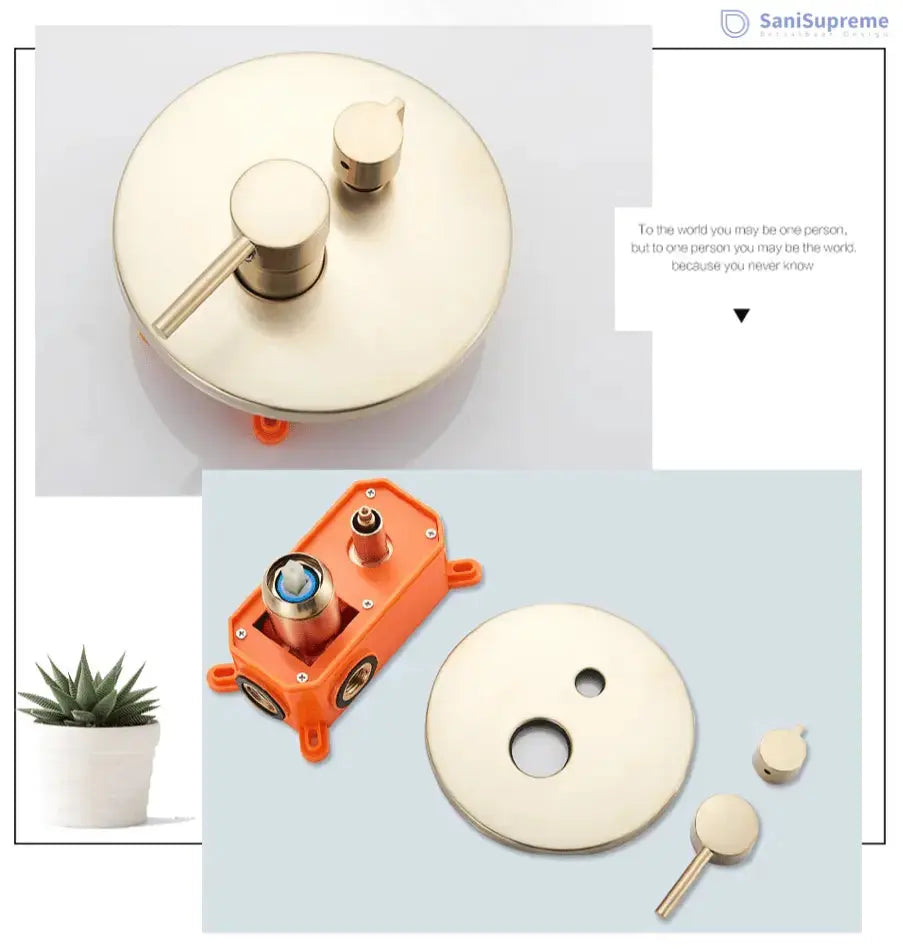 SaniSupreme® Doucheset Yosemite 40 cm. regendouche rond 2 - weg goud brushed