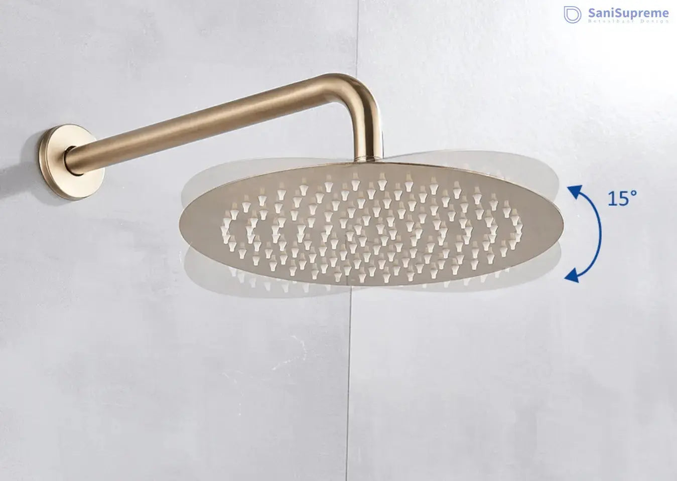 SaniSupreme® Doucheset Yosemite 40 cm. regendouche rond 2 - weg goud brushed