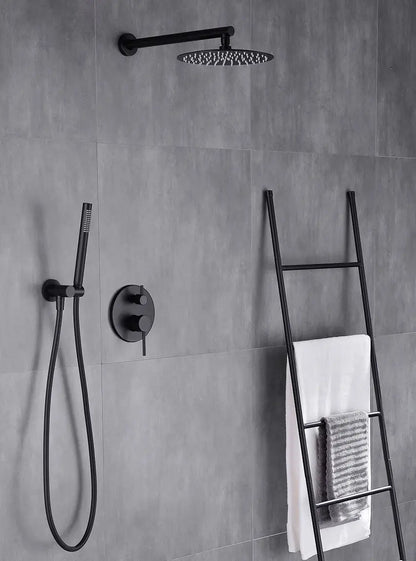 SaniSupreme Doucheset Yosemite 8 inch / 20cm regendouche rond 2 - weg zwart inbouw