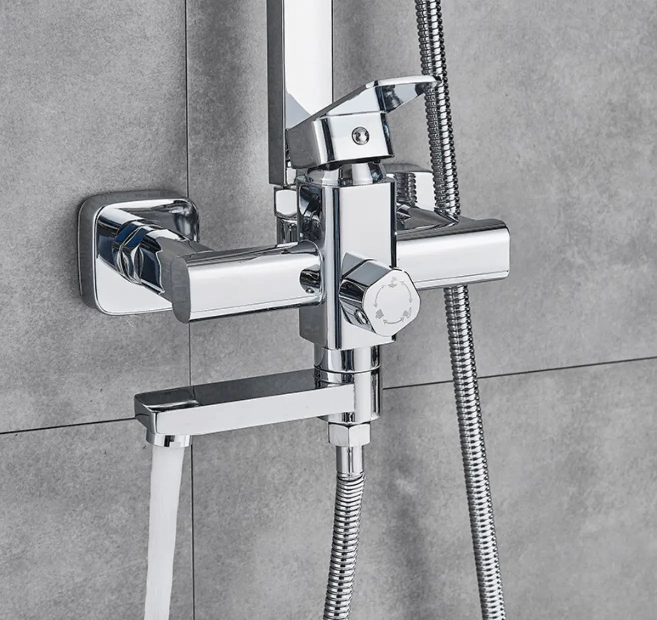 SaniSupreme Florida opbouw bad doucheset met baduitloop 8 inch regendouche chroom vierkant