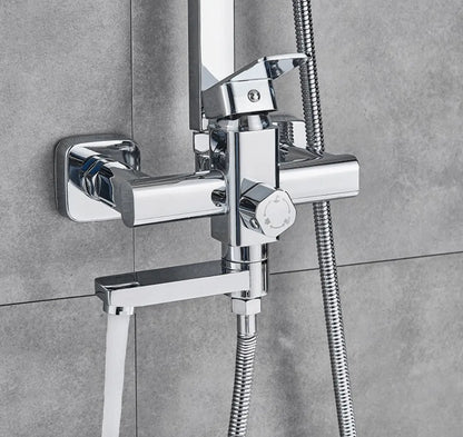 SaniSupreme Florida opbouw bad doucheset met baduitloop 8 inch regendouche chroom vierkant