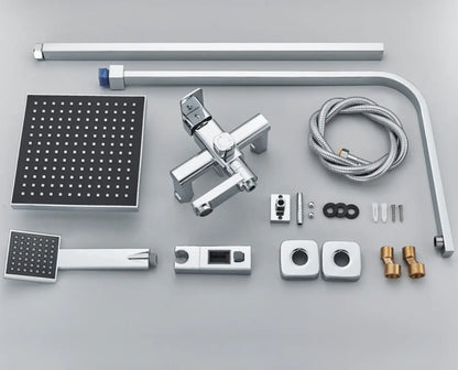 SaniSupreme Florida opbouw bad doucheset met baduitloop 8 inch regendouche chroom vierkant