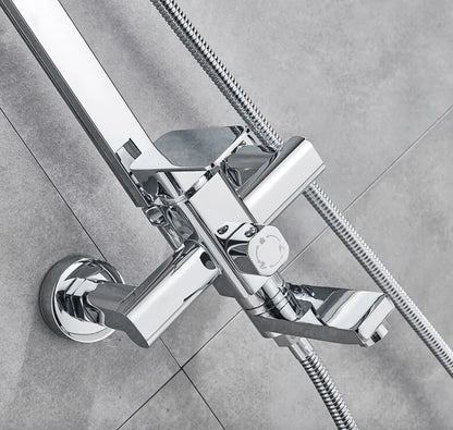 SaniSupreme Florida opbouw bad doucheset met baduitloop 8 inch regendouche chroom vierkant