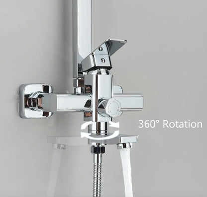 SaniSupreme Florida opbouw bad doucheset met baduitloop 8 inch regendouche chroom vierkant