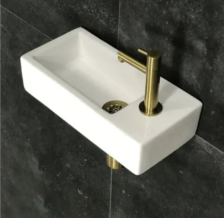 Sanisupreme fonteinset 38.5x18.5x9cm hura keramiek recht mat goud