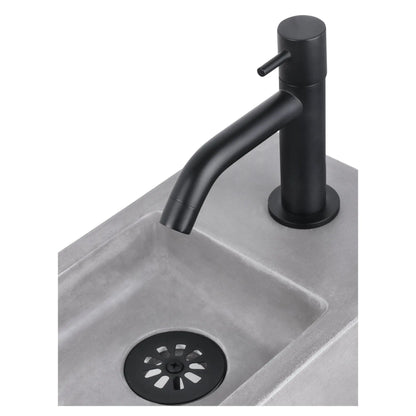 SaniSupreme Force Fonteinset 38.5x18.5x24.5cm 1 kraangat recht mat zwarte kraan met sifon en afvoerplug Beton Donkergrijs