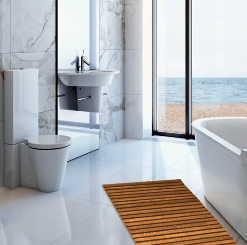 SaniSupreme Houten badmat 50 x 80 cm oprolbaar model met anti - slip rubbers