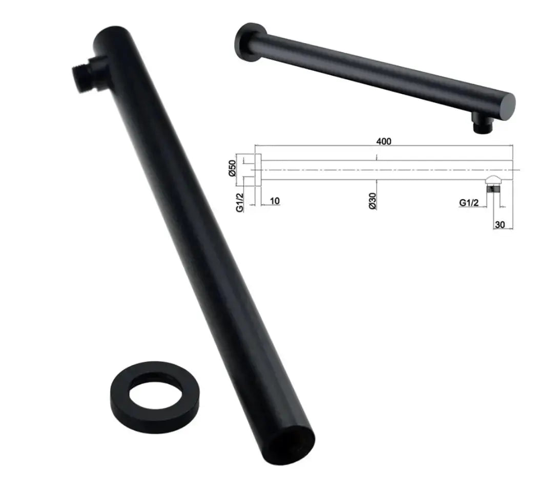 SaniSupreme® Inbouw Doucheset Malaga Blackline Premium Plus 2 weg 16 inch 40 cm regendouche rond - rechthoek mat zwart