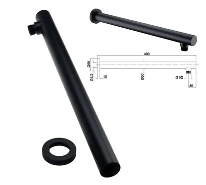 SaniSupreme® Inbouw Doucheset Malaga Blackline Premium Plus 2 weg 16 inch 40 cm regendouche rond - rechthoek mat zwart