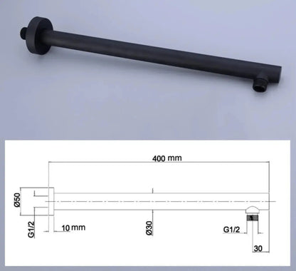 SaniSupreme® Inbouw Doucheset Malaga Blackline Premium Plus 2 weg 16 inch 40 cm regendouche rond - rechthoek mat zwart