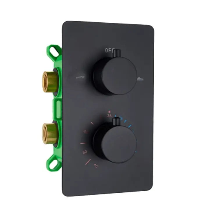 SaniSupreme® Inbouw Doucheset Washington Premium 2 weg 10 inch regendouche rond - rechthoek mat zwart