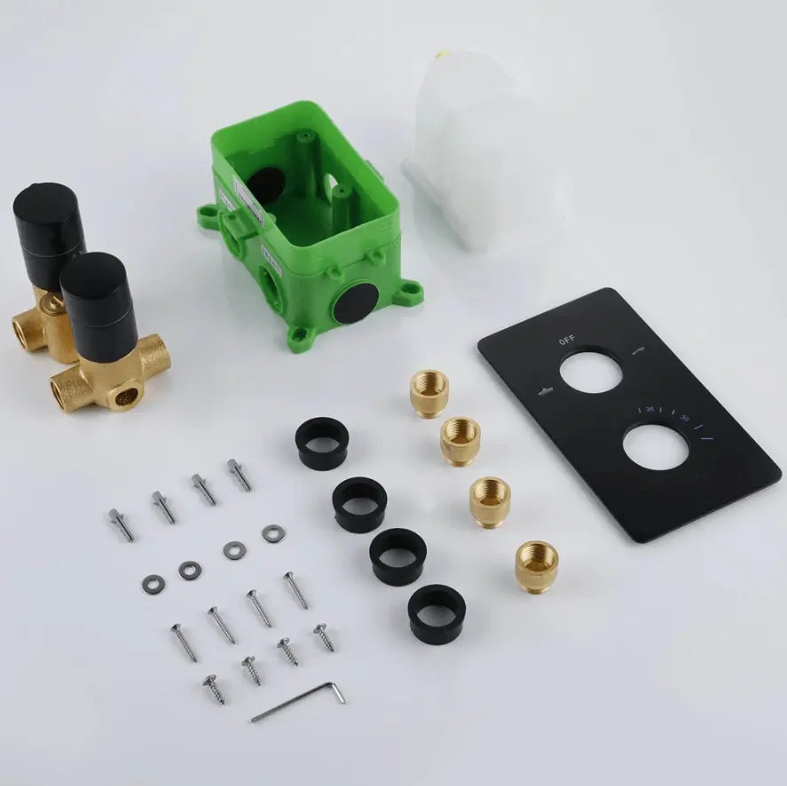 SaniSupreme® Inbouw Doucheset Washington Premium 2 weg 12 inch regendouche rond - rechthoek mat zwart