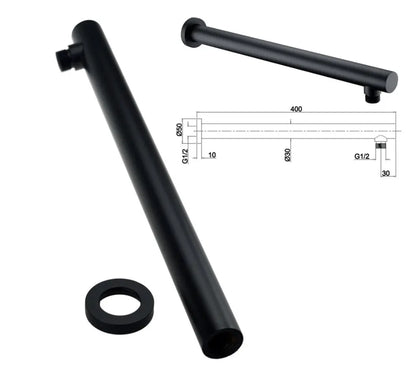 SaniSupreme® Inbouw Doucheset Washington Premium 2 weg 8 inch regendouche rond - rechthoek mat zwart