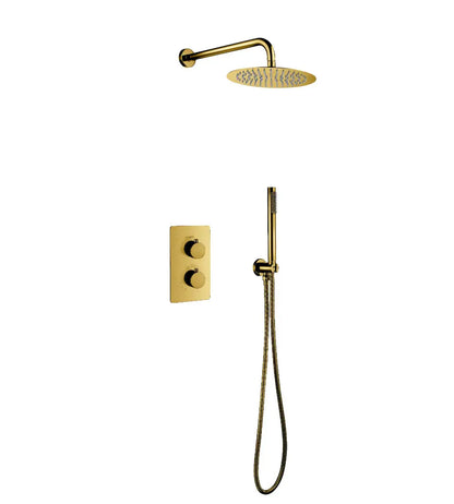 SaniSupreme Inbouw Regendouche Set Aloni met Handdouche en Wanduitloop Geborsteld Goud