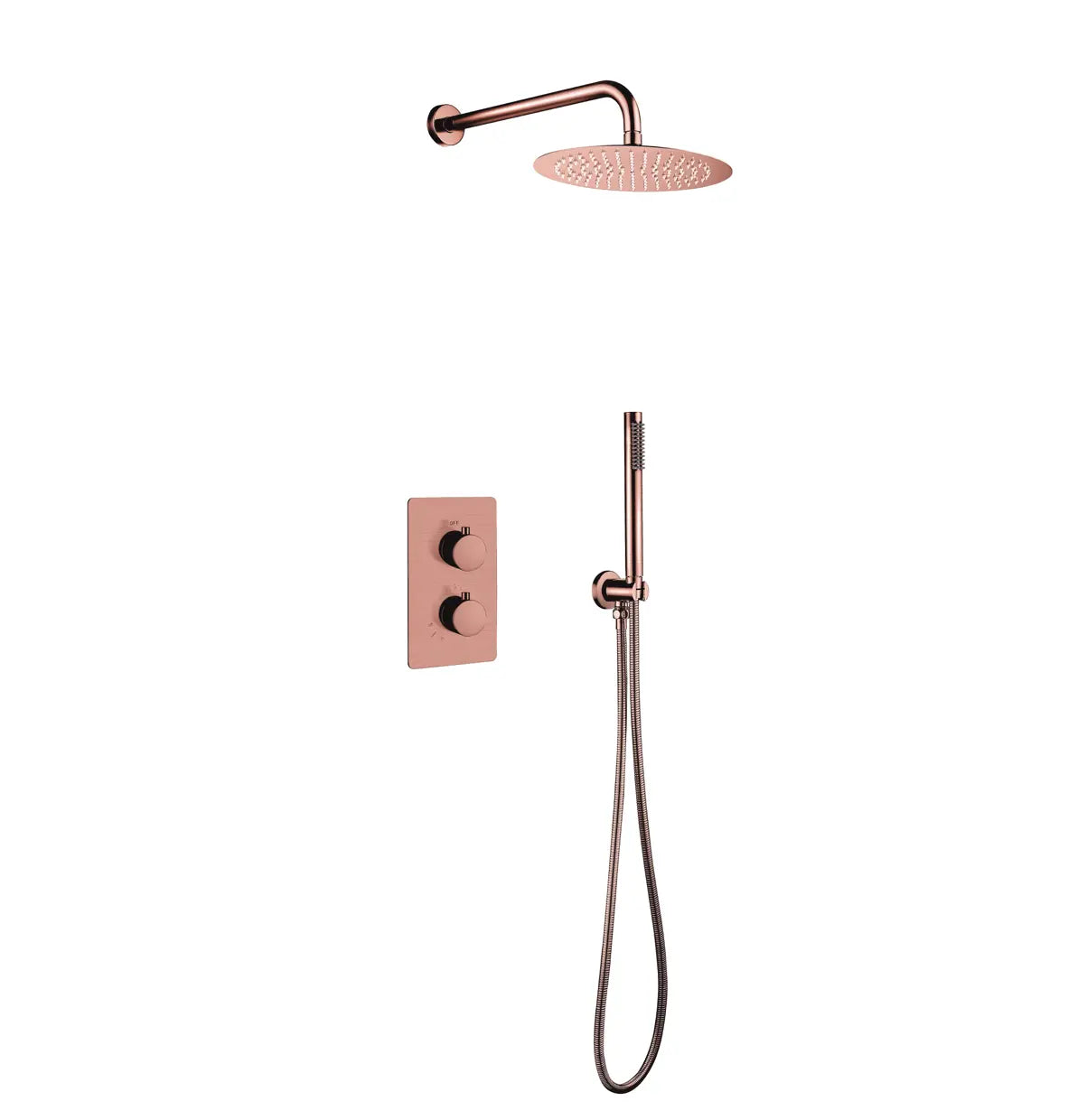 SaniSupreme Inbouw Regendouche Set Aloni met Handdouche en Wanduitloop Geborsteld Koper