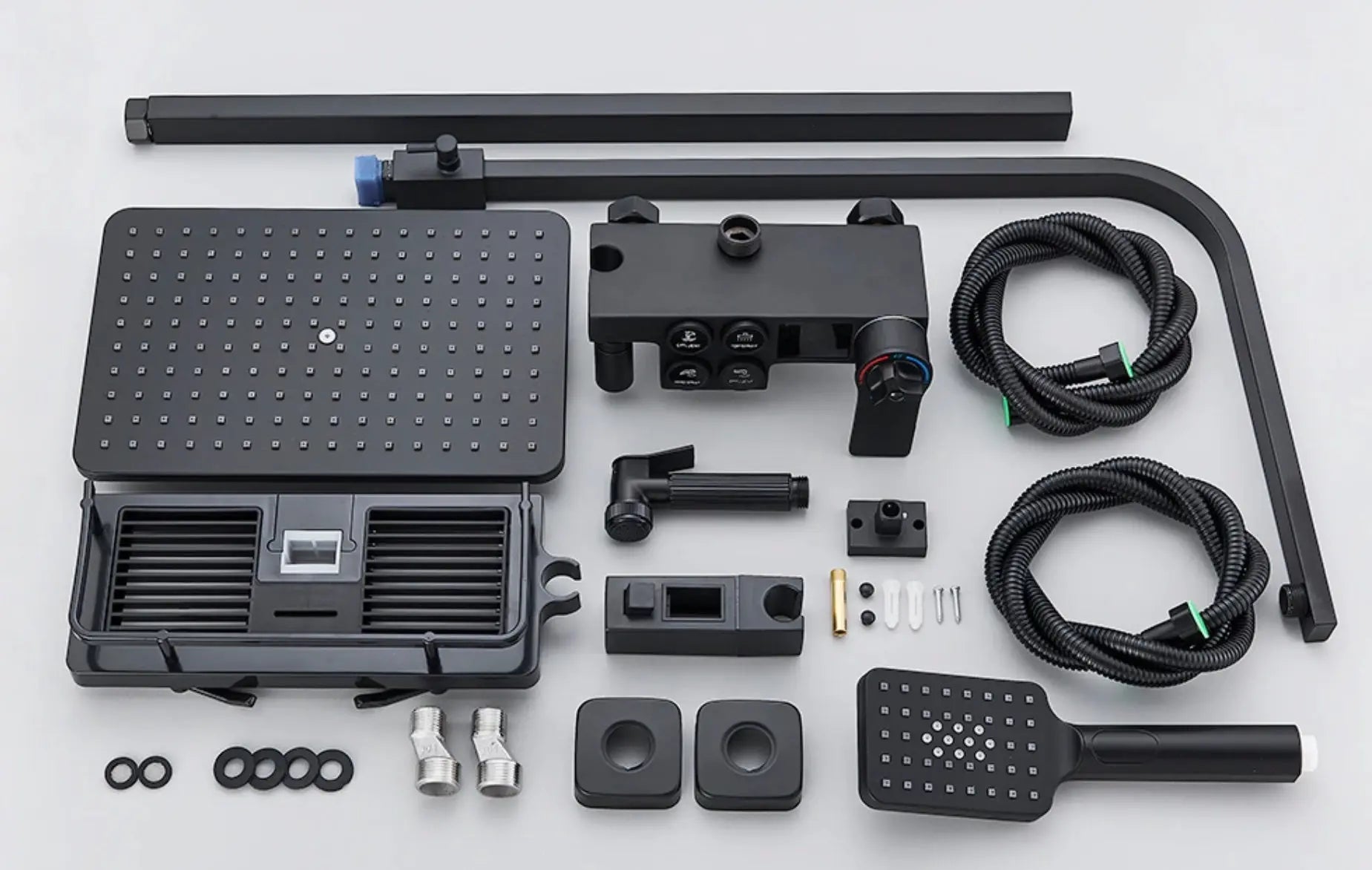 SaniSupreme Kentucky LCD Thermostatisch opbouw doucheset 19 x 29 cm. regendouche chroom glans vierkant