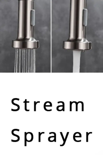 SaniSupreme Keukenkraan Pull - down Bologna gebogen met veer Nikkel Brush (RVS), zwarte slang