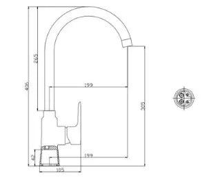 SaniSupreme Keukenmengkraan Boss & Wessing Aloni Waterbesparend Zwart