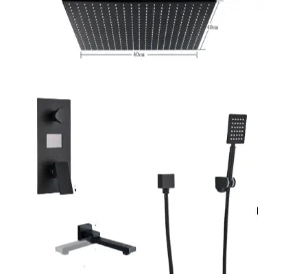 SaniSupreme® LCD Manhattan inbouwdouche 3 weg met SmartPulse Plafond Regendouche Plateau Alicante 50 cm vierkant mat zwart