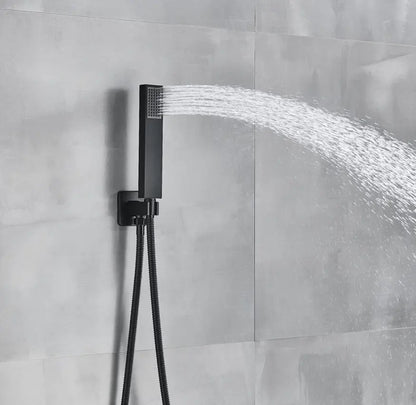 SaniSupreme® LCD Manhattan inbouwdouche 3 weg met SmartPulse Plafond Regendouche Plateau Alicante 50 cm vierkant mat zwart