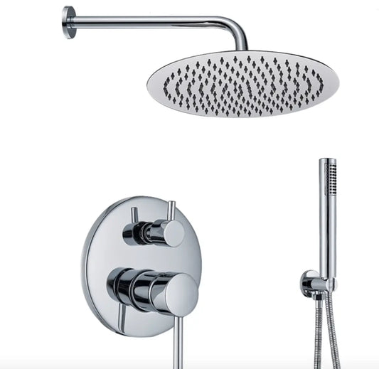 SaniSupreme® Lima inbouw doucheset | handdouche|mengkraan|regendouche (10 inch) | rond |Chroom 2 weg