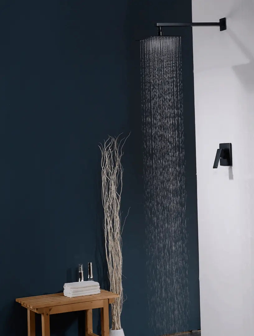 SaniSupreme Losse Douche arm, mat zwart, rechthoekig, 38 cm. lang met vierkant rozet