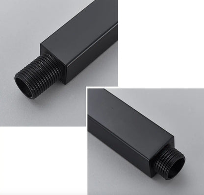 SaniSupreme Losse douche arm plafond, mat zwart, vierkant, 20 cm. lang met rozet