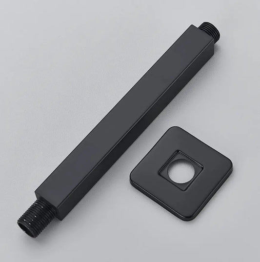 SaniSupreme Losse douche arm plafond, mat zwart, vierkant, 20 cm. lang met rozet