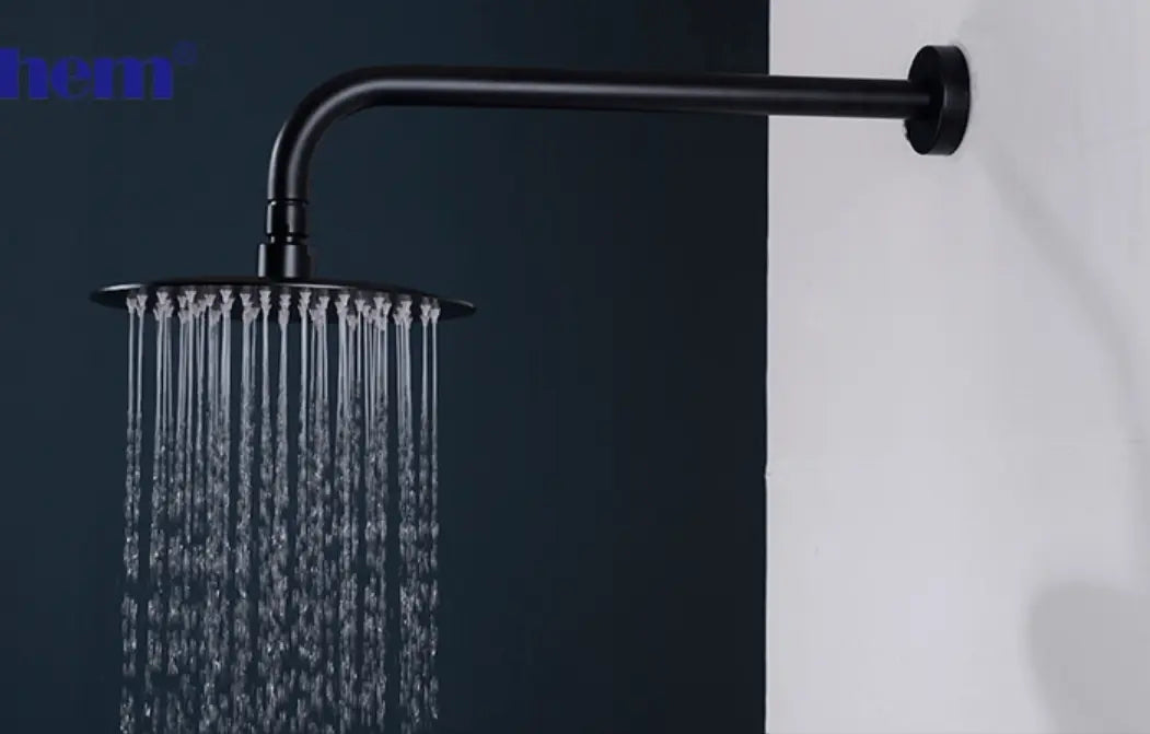 SaniSupreme Losse Douche arm, Wandarm mat zwart, rond, 40 cm. lang met rozet