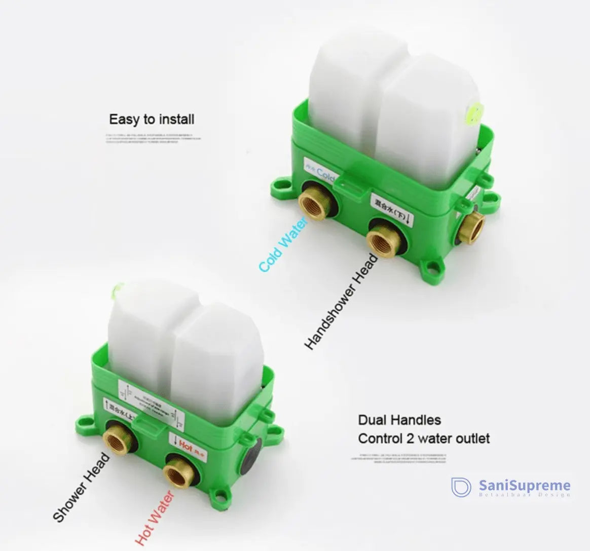 SaniSupreme Manhattan Inbouw Regendouche Mengkraan 2 - weg los mat zwart