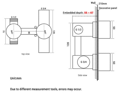 SaniSupreme Manhattan Inbouw Regendouche Mengkraan Rond 3 - weg los mat zwart