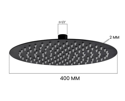 SaniSupreme Manhattan ronde regendouche hoofddouche regendouchekop 40 cm. mat zwart