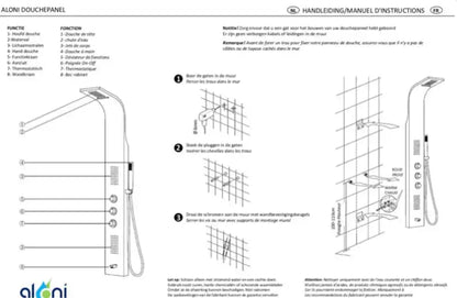 SaniSupreme massage douchepaneel Creavit 160x20x7 cm Mat Chroom