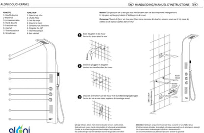 SaniSupreme massage douchepaneel Creavit Aloni 160x20x7 cm wit